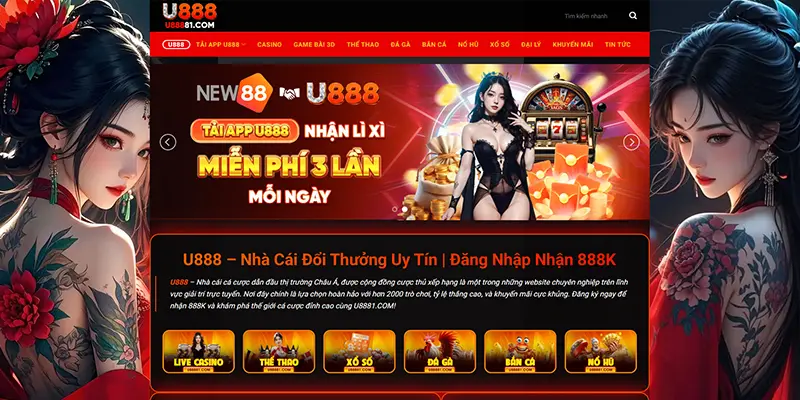 Trang chủ U888 giao diện mới nhất 2025